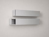 an image of a white wall mounted shelf with two open shelves