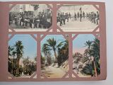 an old photo of a bunch of pictures of people on a beach