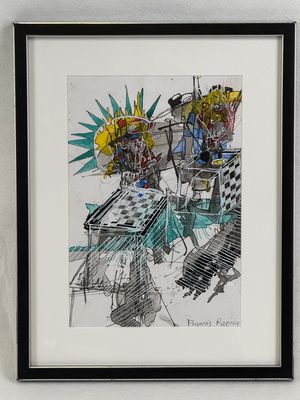 painting of a picture of a man playing a game of checkers