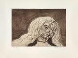 an image of a black and white drawing of a woman with long hair