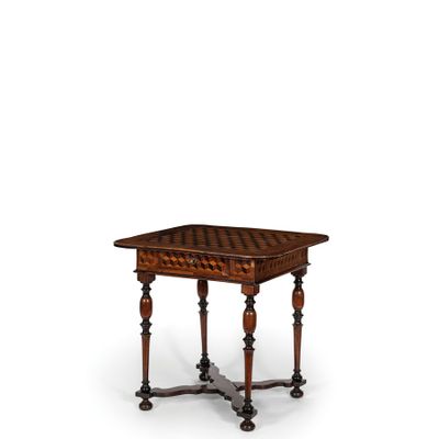 an image of a small table with a wooden top and turned legs