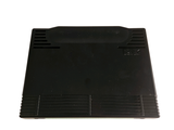 a black plastic tray on a white surface