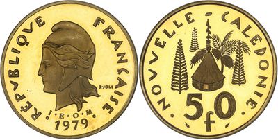 a gold coin with the image of a woman and a man on it