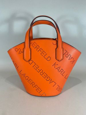 KARL LAGERFIELD Sac à main en cuir orange, marqué "Karl Lage…