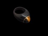 a close up of a ring with a tiger ' s eye on it