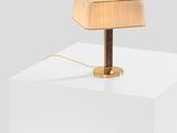 an image of a wooden table lamp on a white surface