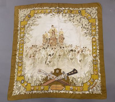 a picture of a scarf with a picture of a man on horseback
