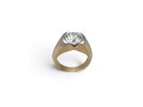 a gold ring with a diamond on top of it
