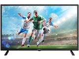 un téléviseur noir sur lequel est diffusé un match de foot