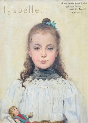painting of a young girl holding a doll in her hands