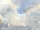 a painting of a sky with clouds in the background