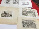 a lot of pictures on a table with a red table cloth