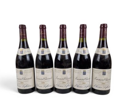 six bouteilles de vin sont alignées sur une surface blanche