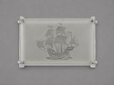 an image of a glass plaque with a ship on it