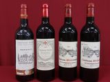 trois bouteilles de vin rouge sont alignées sur une table