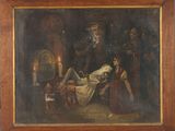 une peinture à l'huile représentant une femme allongée sur un lit à côté d'un homme