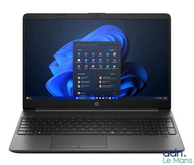 un ordinateur portable avec un écran bleu et un clavier noir