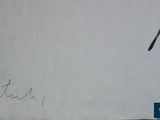 drawing of a person holding skis on a snowy slope