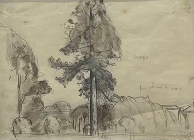 Ermano POLITI (1910-1995) Paysage Crayon, Encre et Lavis Sig…