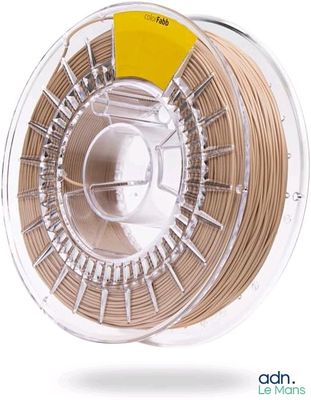 un gros plan d'un filament PLA sur fond blanc