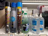 many different types of cleaning products on the shelf