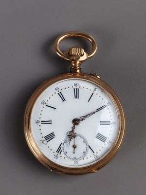 MONTRE de GOUSSET en or jaune (750/°°°), le cadran émaillé b…