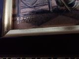 a picture of a painting of a man sitting on a bench
