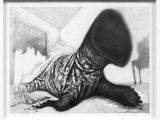 black and white drawing of a woman laying on the ground