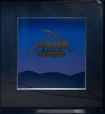 an image of a picture of a rabbit flying in the sky