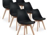 set of 4 black dining chairs with wooden legs