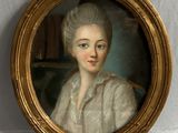 painting of a woman in a white dress in a gold frame