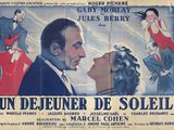 une vieille affiche de cinéma représentant un homme et une femme vêtue d'une robe rouge