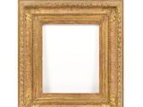 an old gold frame with a white background