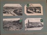 four pictures of a building on the wall of a building