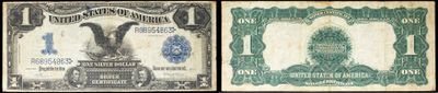 deux images différentes d'un billet d'un dollar sur lequel figure le portrait d'un homme