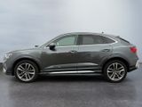 a grey audi suv parked in a parking lot on a cloudy day
