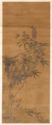 CHINE - XIXe siècle Encre et couleurs sur soie, représentant…