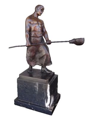 Bronze Art Déco représentant un fondeur, sur une base en mar…