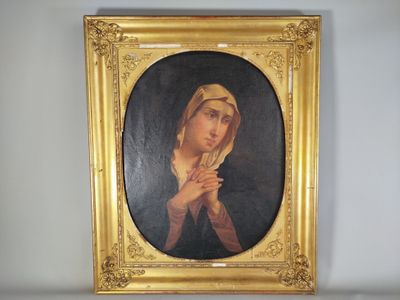 an image of a painting of a woman holding a rosary