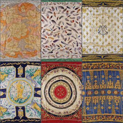 un gros plan sur un patchwork orné de nombreux motifs différents