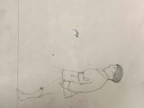 a drawing of a man flying a kite in the sky