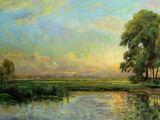 painting of a painting of a river with trees in the foreground