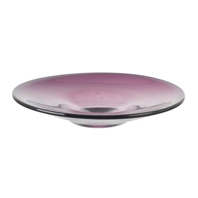 bol en verre violet avec un bord noir sur fond blanc