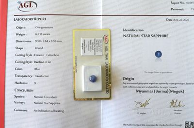 un certificat attestant qu'il s'agit d'un diamant bleu, sur une feuille de papier