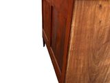 a wooden cabinet with a marble top on a white background