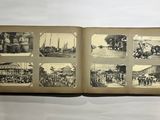 an open book with pictures of people and animals on it