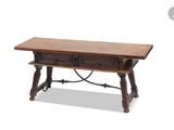 an image of a wooden table with two drawers on top of it
