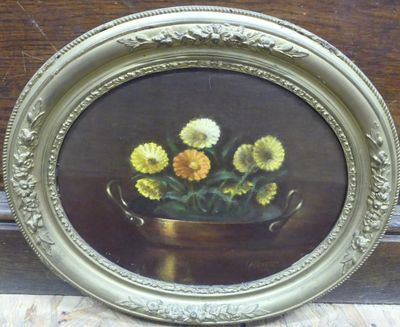 a picture of a painting of flowers in a vase