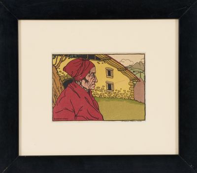 une image représentant un tableau d'une femme portant un chapeau rouge
