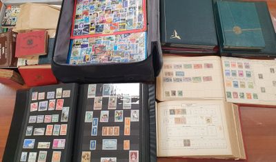 many different types of stamps on the table